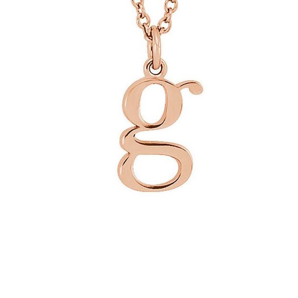The Abbey Lower Case Initial 'g' Necklace in 14k Rose Gold, 16 Inch - Picture 1 of 3